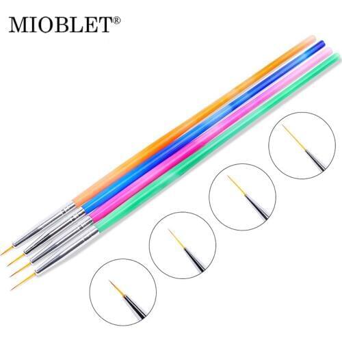 MIOBLET 4pcs/set Professional Nail Art Brushes Carved Nail Art Liner 3D Painting Brush Pen For Uv Gel Nails Brush Manicure Tools