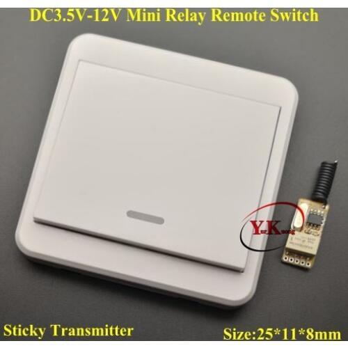 Micro Relay Remote Switch 3.6V 3.7V 4.5V 5V 7.4V 9V 12V NO COM NC Relay Contact Wireless Switch Push Button Wireless Control tx