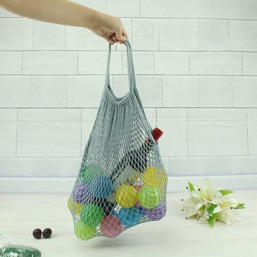 Q Portable Large Cotton Totes Shopping Bags Foldable Mesh Net String Shopping Bag Reusable Shopping bags Fruit Storage Handbag