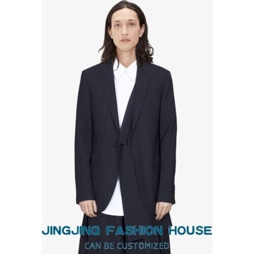 S-7XL!!2021 Black Suit Mens Multi-layer Asymmetric Simple Loose Original Japanese Designer Outcoat
