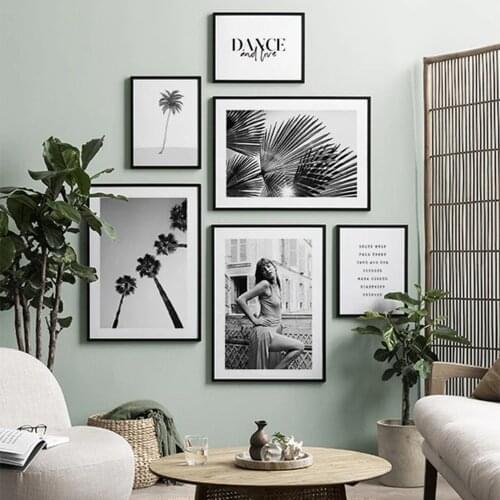 Nordic Tree Leaves Art Canvas Painting Posters And Prints Black White Dance Letter Wall Pictures For Living Room Decor