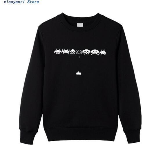 Space Invader sweatshirts Classic Shooting Retro Game Gift For Atari Arcade Player Creative Design Black Cotton men hoodies