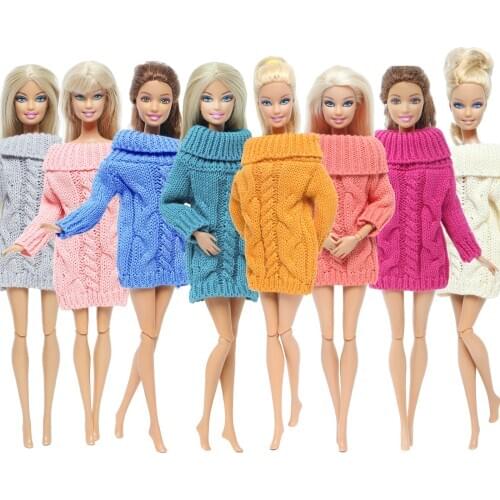 High Quality Handmade Knitted Pure Cotton Sweater Dress Tops Options Doll Clothes Accessories for Barbie Doll 11.5 Inch Girl Toy