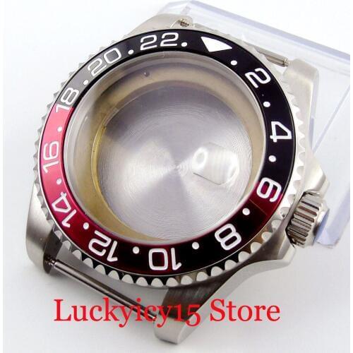 Watch Parts 40mm Stainless Steel Watch Case Sapphire Glass Date Magnifier Alloy Rotating Bezel