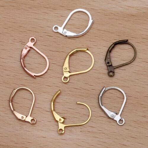 50pcs/lot 6 Colors Copper Earring Hooks Clasps Settings Earrings Clips for DIY Earrings Ear Jewelry Making