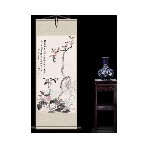 Zhang Daqian laurel fragrance silk scroll painting (milky white)
