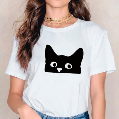 Womens T-shirt Beautiful Fresh Fruit and Animal White T-shirt Fashion Womens Coat Pattern Printing Lady Tops Kawaii Clothing