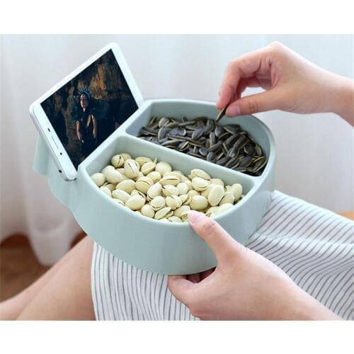 1pc Creative Ladybug Shape Bowl Perfect For Seeds Nuts And Dry Fruits Storage Box Holder Plate Dish Organizer With Phone Holder