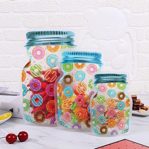 10 Pcs Reusable Mason Jar Bottle Bags Zipper Seal Lock Food Saver Storage Fresh Pouch Candy Nuts Snack Organizer Supplies GXMA