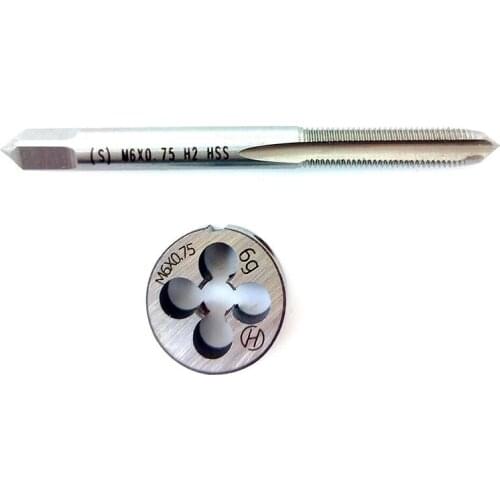 1PCS Tap M6 * 0.75 + 1PC Die M6 * 0.75 (S) M6 Right Hand Metric Tap And Die