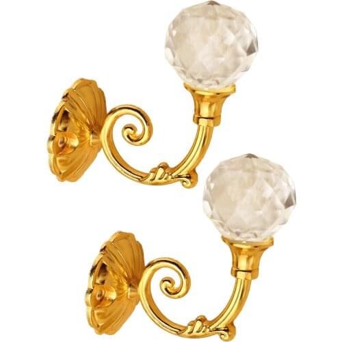 2x Large Metal Crystal Ball Curtain Hooks Wall Tie Back Hanger Holder For Living room Curtain Decoration Fashion Retro Hooks