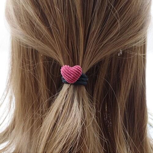 3pcs/set Girl Star Heart Round Cloth Buckle Rubber Band Hair Rope Headband