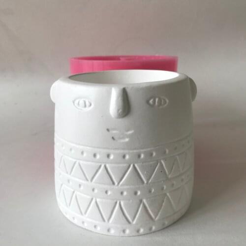 3D Cute Human Face Head Vase Silicone Mold Diy Concrete Plaster Planter Small Flower Pot Mould Cake Baking Decoration Tools