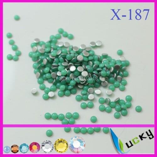 4320PCS 4mm half round shape hotfix epoxy flatback pearl perfect look neon green