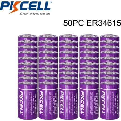 50PC PKCELL ER34615 34615 Type D intelligent water meter instrument electric flow meter PLC 3.6 V lithium battery ER34615