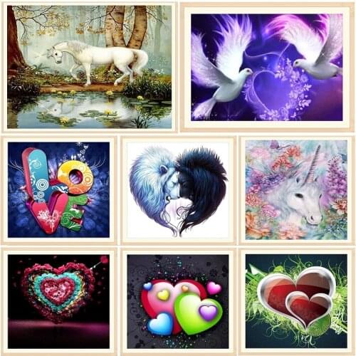5D Diamond Painting Creative Love Cute pony Cross Stitch Rhinestone Embroidery Home kids room Decor Sticker Poster