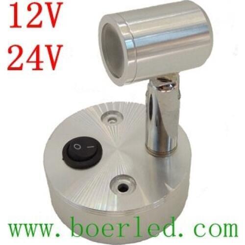 FREE SHIPPING 1W 12V 24V CAR LED READING LIGHT WALL MOUNTED