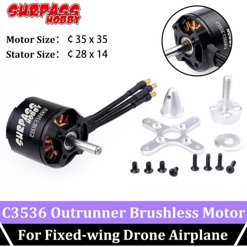 SURPASS HOBBY 2814(C3536) Brushless Motor 910KV 1050KV 1300KV 1500KV 2PCS for RC Fixed Wing Drone Airplane Aircraft Helicopter