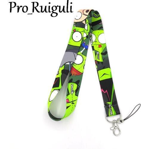 100pcs Invader Zim Neck Strap Lanyard keychain Mobile Phone Strap Badge Holder Rope Key Chain Keyrings cosplay Accessory Gifts