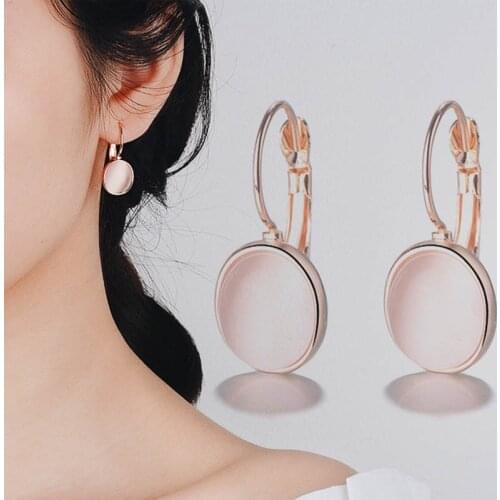 BLACK ANGEL Fashion Pink Oval Opal Clip Earrings 925 Sterling Silver Wedding Earrings for Bride Wedding Gifts Jewelry