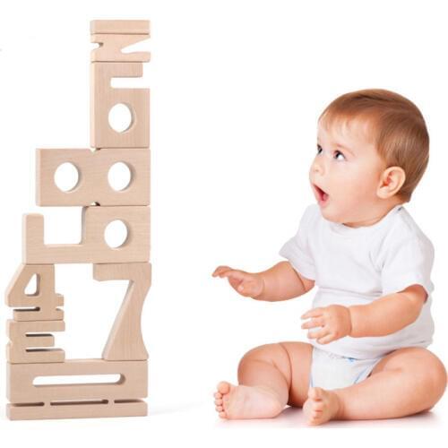 Big Size Wooden Blocks Toys Digital Balance Pieces Safety Wooden for Children