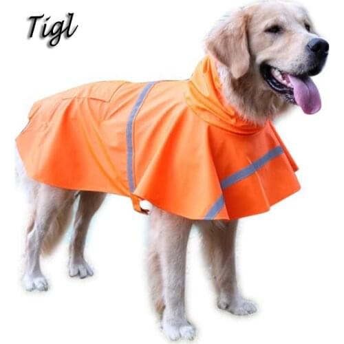 NACOCO Large Dog Raincoat Adjustable Pet Water Proof Clothes Lightweight Rain Jacket Poncho Hoodies with Strip Reflective