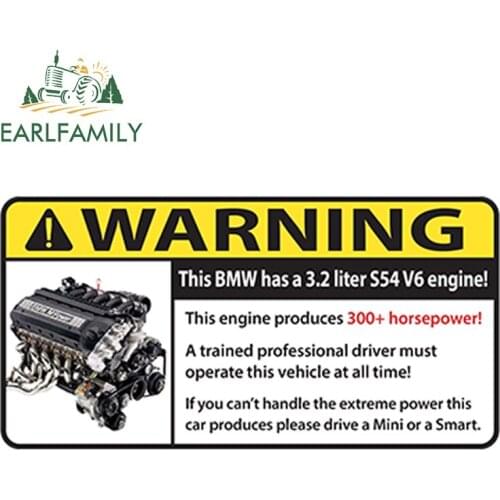 EARLFAMILY 13cm x 7cm Car Styling Funny Warning Car Emblem Vinyl Sticker Decal S54 3.2 M Power Racing JDM Waterproof Car Sticker