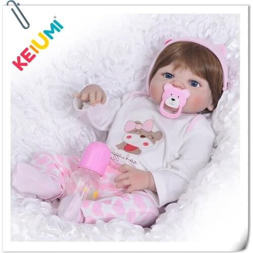 KEIUMI 23 Inch Full Body Silicone Baby Real Like Baby Doll Toys For Girl Toddler Realistic Reborn Babies Doll Kids Xmas Gifts