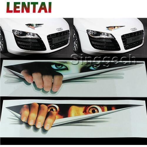 LENTAI 1PC Car stickers 3D Eyes Peeking Monster Styling For BMW E39 E90 E60 E36 F30 F10 E34 E30 Mini Cooper Audi A4 B8 A3 A6 C6