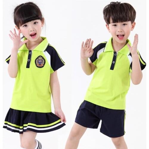 Kindergarten Summer Clothing 2016 Primary School Students Short-sleeve Clothes Set Baby Boy Girls Choral School Uniform Suit