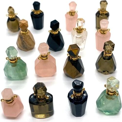 Natural Charm Stone Perfume Bottle Color Aromatherapy Fashion Classic Pendant DIY Design Bracelet Necklace Earring Accessories