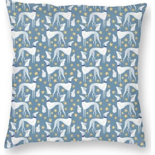 Greyhound Hare And Stars Cushion Covers Sofa Living Room Greyhound Whippet Dog Square Throw Pillow Case 40x40cm
