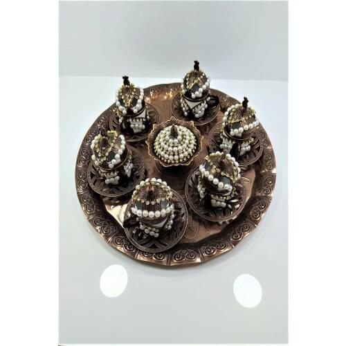 Turkey authentic AMAZING Swarovski Stone Copper 6 Pieces Coffee Cups Full Set FREE SHIPPING FREE SHIPPING FREE SHIPPING