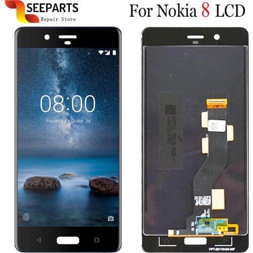 Original Tested 5.3" For Nokia 8 LCD Display With Touch Screen Digitizer Sensor Assembly Replacement Black For Nokia 8 LCD