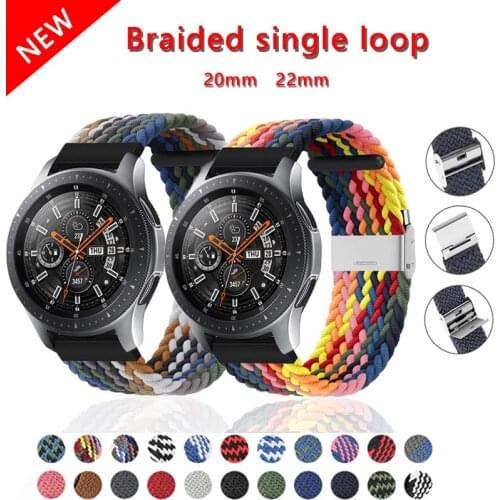 Braided Nylon Strap for Samsung Galaxy Watch 3 / 46mm / 42mm / Active 2 Huawei GT / 2 / 2e, 20mm 22mm Telescopic Watchband