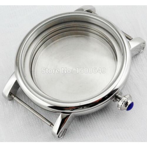 DEBERT Polished 43mm watch case fit ETA 2836 Miyota 8205/8215,Mingzhu DG2813 movement