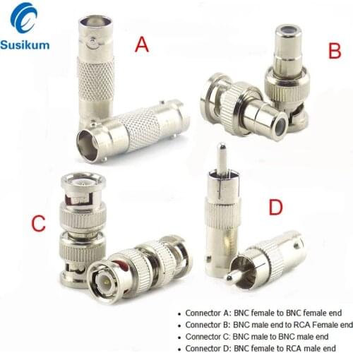 CCTV BNC Connector Female Inline Coupler Coax Extender BNC Male To RCA Female Coaxial Connector Adapter For CCTV Camera System