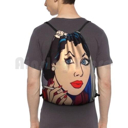 Pop Art Backpack Drawstring Bag Riding Climbing Gym Bag Pop Art Doll Cigarette Bee Movie Script Funny Tumblr Bee Bees