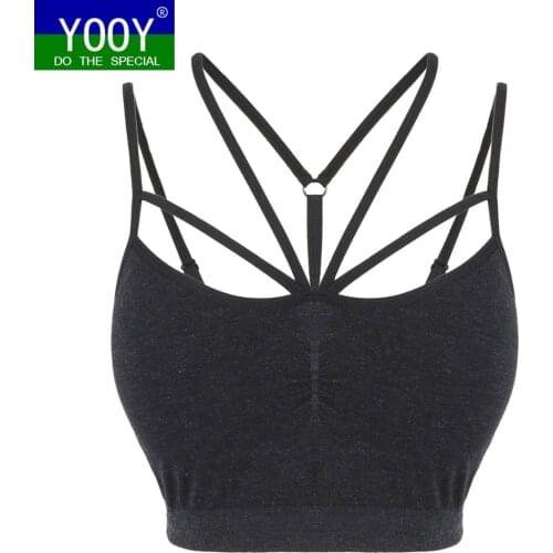 YOOY Sportswear Yoga Pilates Sports Bras vest Underwear Women Running Fitness Shockproof Padded Push Up Sports Bra