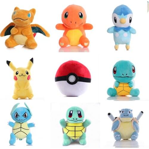 TAKARA TOMY Anime Pokemoned Eve Pikachsus Piplup Charizard Wartortle squirrel Kawaii plush toys dolls gift for children