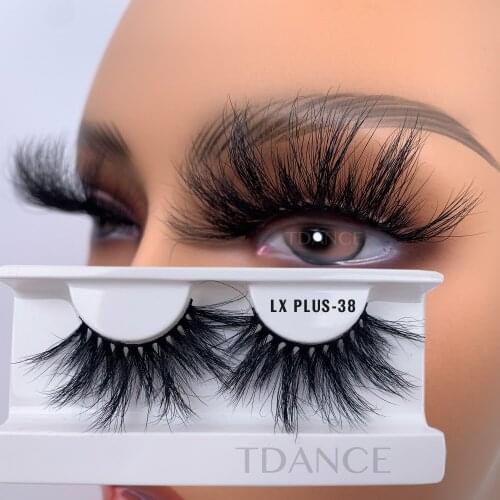 TDANCE 25mm Long 3D Mink Lashes Extra Length Mink Eyelashes Big Dramatic Volumn Eyelashes Strip Thick False Eyelashes