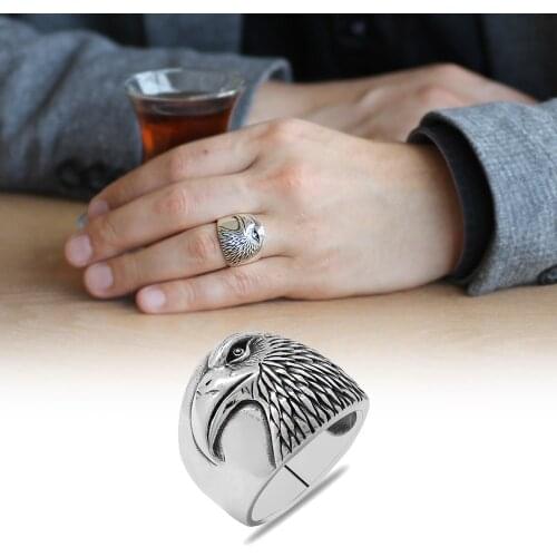Tesbihane Special Design Eagle Themed 925 Sterling Silver Men 'S Ring
