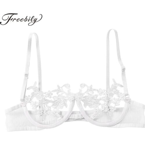Ultra Thin Sexy Lace Bras for Women Transparent Underwired Push Up Bra Hollow Out Floral Cups Underwear Bralette Sexy Lingerie
