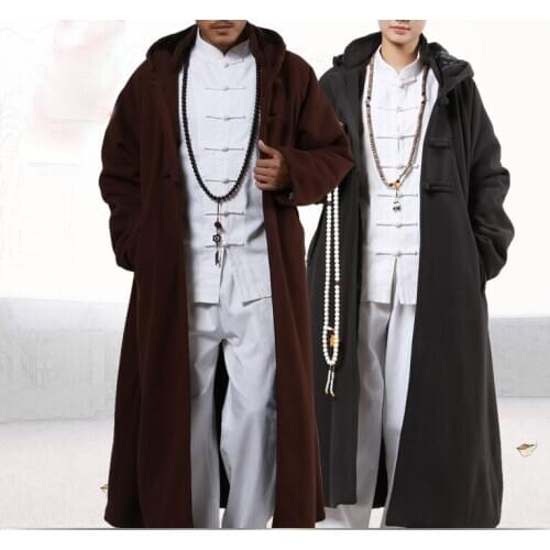 UNISEX winter warm cotton meditation cloak zen buddha cape robe buddhism lay coat uniform suits shaolin monks kung fu clothing