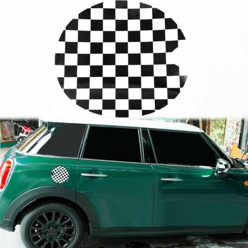 Fuel Tank Filler Protection Cover Gas Cap Cover Decoration Sticker for Mini Cooper Black/White Checkered Racing Pattern