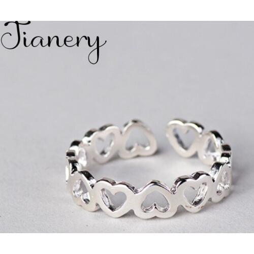 JIANERY Boho Style Silver Color Heart Rings For Women Lady Girls Opening Rings Party Gifts Anillos 2019