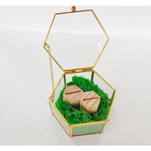 1pc/lot European style retro bronze hexagonal box glass jewelry box dessert cake display box wedding favor,Crystal Gift Box