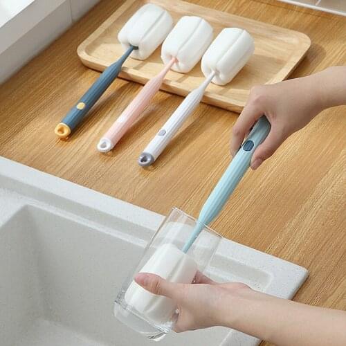 1PC Cup Brush Long Handle Brush Practical Kitchen Cleaning Tools Sponge Brush for Wineglass Bottle Coffee Tea Glass Cup Mug