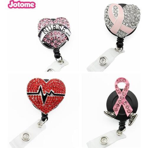 10pcs/lot free shipping heart nurse ID Badge Holder reel for gift