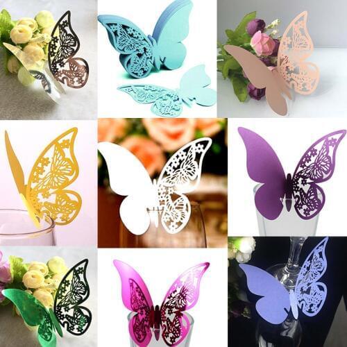 10pcs/lot Laser Cut-out Butterfly Wedding Decoration Birthday Party Cup Card Table Name Wine Food Guest Seats Place Cards Favor